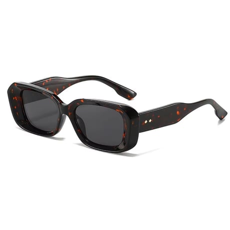【 Select 】Vintage Retro Square Style Sunglasses (Black leopard/Grey)
