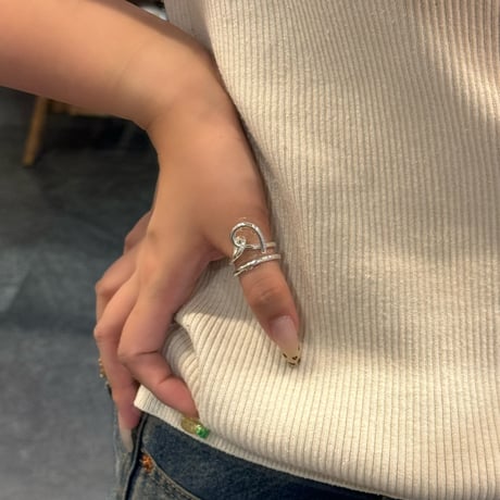2407RG0497 / Irregular twist double line ring（Silver）