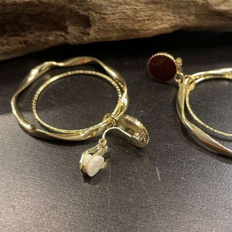 Double Hoop Bordeaux  Earring（Gold）／2212_ER0128