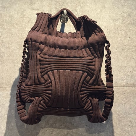 2508BG037(S) / Shirring knit 2way Bag (Brown)