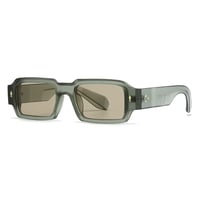 【 Select 】Vintage Square Rivets Sunglasses (Frost Green/Lt.Green）