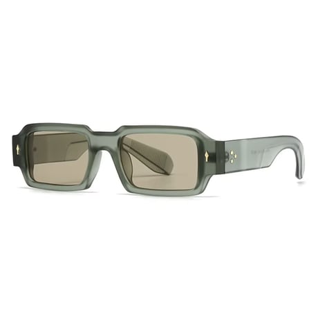 【 Select 】Vintage Square Rivets Sunglasses (Frost Green/Lt.Green）