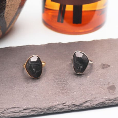 Marble irregular cut Stone ring （Gold）   /  2105-RG061