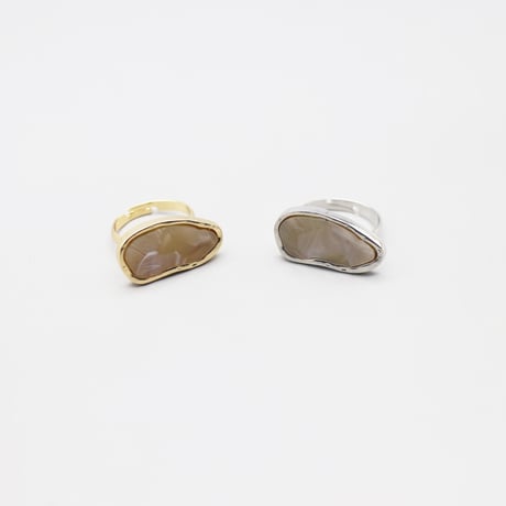 Acrylic Marble Deformation oval Ring（Silver） /  2110-RG132