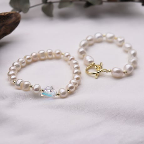 Irregular Pearl Herat Charm Bracelet（Pearl）/ 2106-BR057