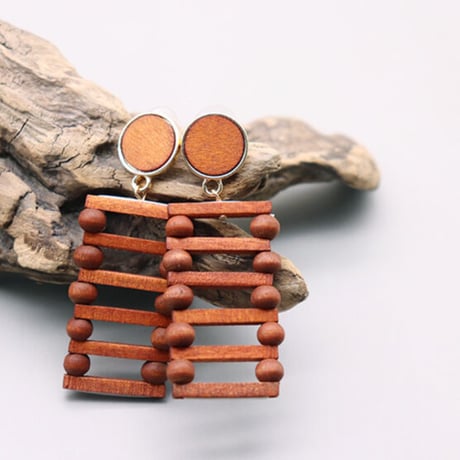 Geometric Wood Round Square  Rattan  Pierce（black）  / 2108_PR0222