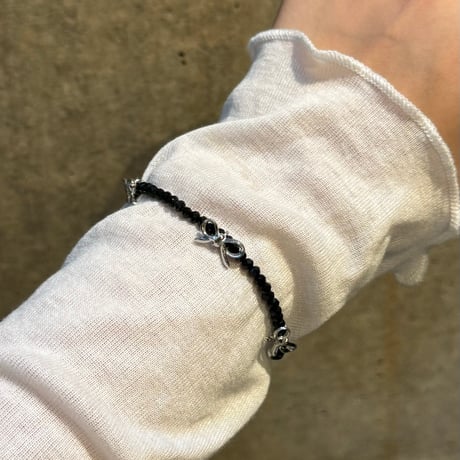 2408BR0057 ／ beads ribbon bracelet（Black）