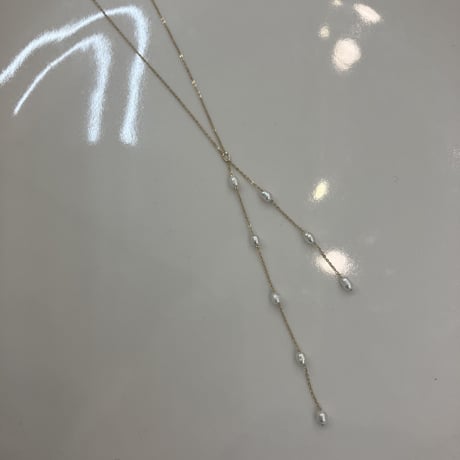 Twig pearl  chain Necklace (Gold) 2212_NC0178