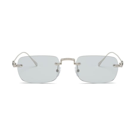 【 Select 】Metal Flame Rimless Squarer Sunglasses #1 (Silver/Lt.Grey)