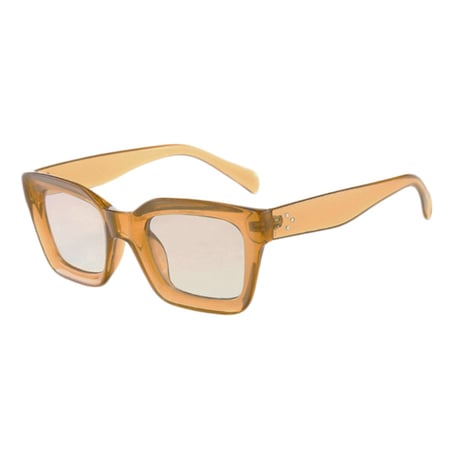 【 Select 】Vintage Retro Square Hollows Design Sunglasses (Clear/Beige)