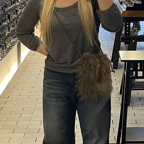 2512BG046(S) / Fake fur Mini Shoulder Bag (Brown Mix)