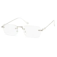 【 Select 】Metal Flame Rimless Squarer Sunglasses #1 (Silver/Clear)
