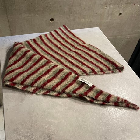 2601GS061(S) / Border Knit triangle scarf（Red）