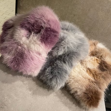 2412SL110046GR(S)/ Marble color Volume fur Hat（Gray）