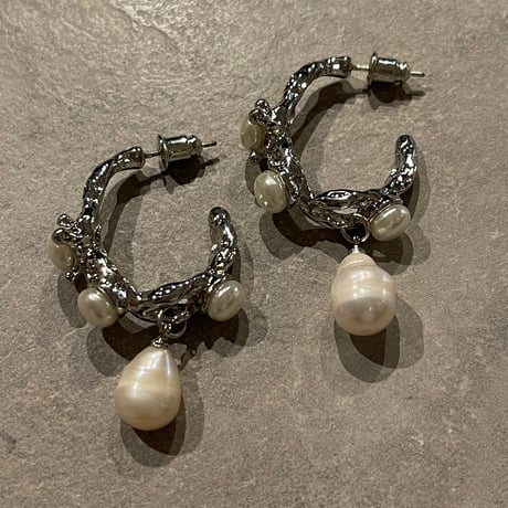 2411PR0733 / Craft hoop pearl Pierce（Silver）