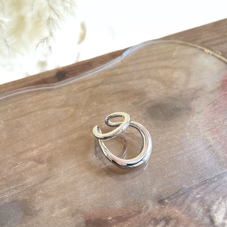 Double Layer Bending Ear Cuff（SILVER）  / EC-039