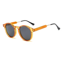 【 Select 】 Metal combination Round Sunglasses (Orange/Grey)