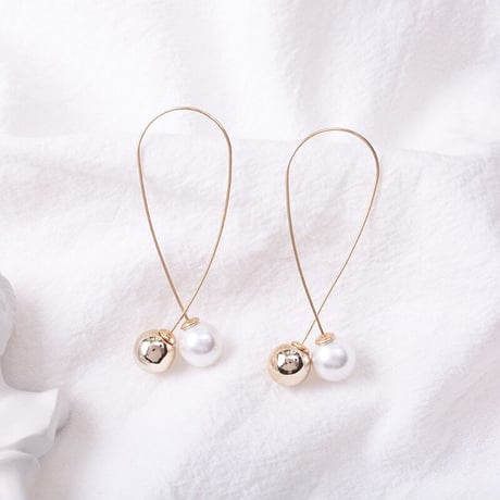 Metal Cross Pearl Pierce （Gold）  / 2106-PR0157