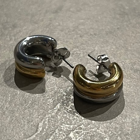2501PR0740 / Bi-color hoop pierce（Silver/Gold）