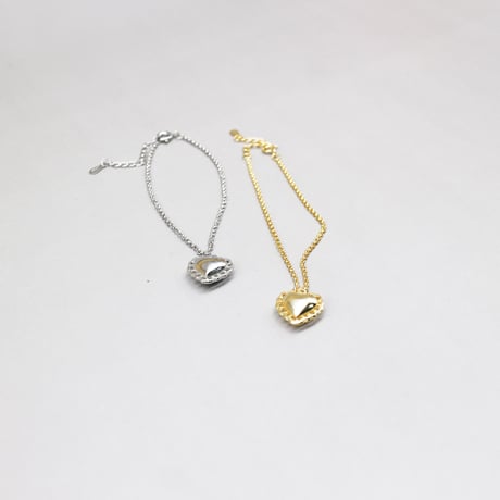 Smooth Lace Love Heart Charm Bracelet（Gold）/ 2111_BR0126