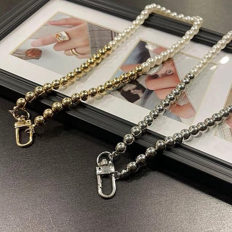 Pearl Mix Color Design Necklace（Gold×Wht）/ 2109-NC083