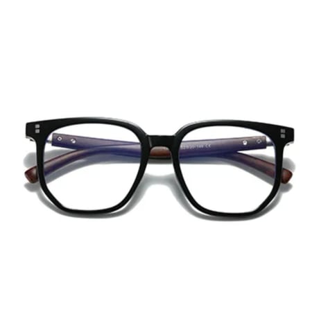 【 Select 】 Metal Artificial Wood Vintage Sunglasses (Black/Clear)