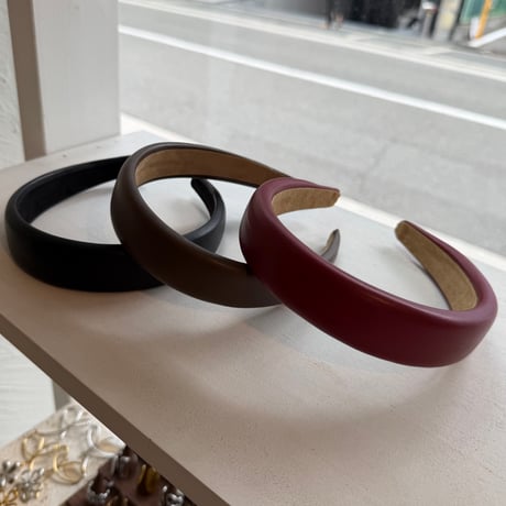 2606HA0091(S)/ Fake Leather Simple Headband（Brown）