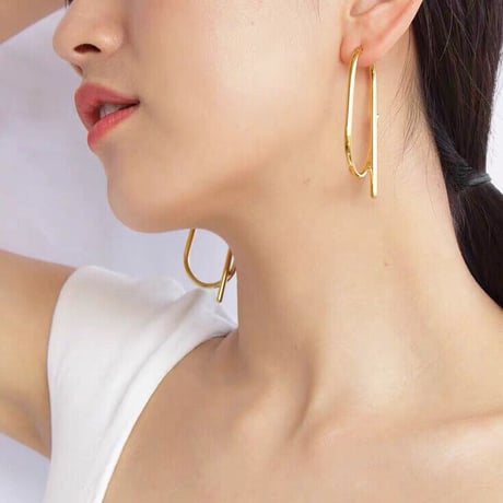 Ova Hoop Drop Design Pierce（Silver） / 2111_PR0377