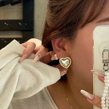 2405PR0721/  double color heart  pierce（Silver/Gold）