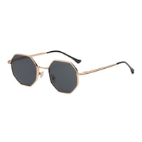 【 Select 】Polygon metal frame Sunglasses ( Gold / Black )