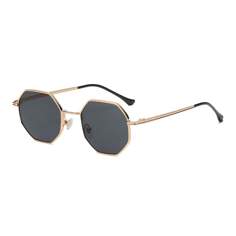 【 Select 】Polygon metal frame Sunglasses ( Gold / Black )