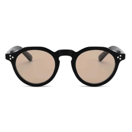 【 Select 】Vintage Retro Crown Pant Frame Sunglasses (Black/Beige)