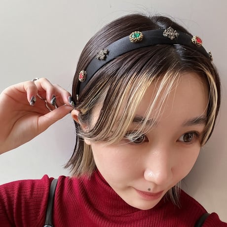 Bijou headband（Check）/ HA-034