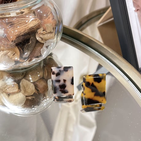 Marble square ring （Brown）   /  2204_RG0177