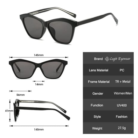 【 Legit Eyewear 】Sunglasses Keikō High Quality (Black/Smoke)
