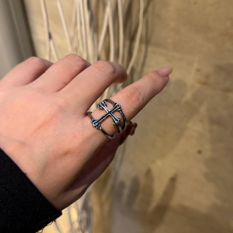 vintage cross floral ring silver925 存在感 vintage cross floral ring silver925 存在感