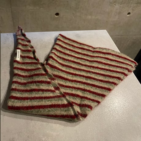 2601GS061(S) / Border Knit triangle scarf（Red）
