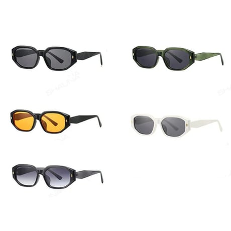 【 Select 】Retro Rivet Sunglasses (Black/Orange）