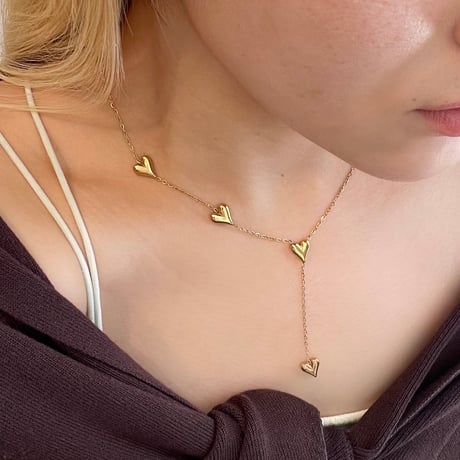 2503NC0332 / Y Heart motif necklace（Gold)