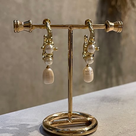 2411PR0733 / Craft hoop pearl Pierce（Gold）