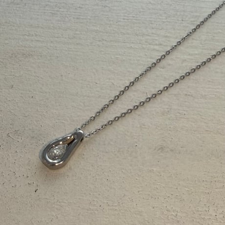 2605NC0391 / Drop stone Necklace（Silver）