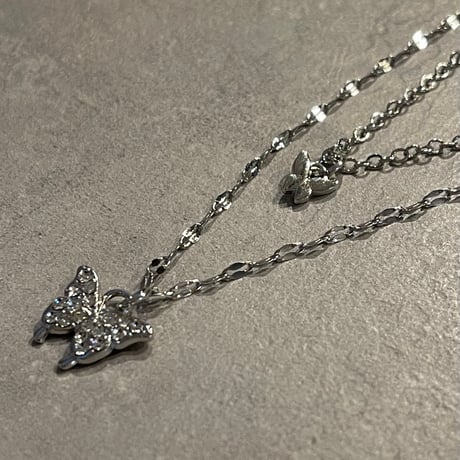2503NC0333 / Layered butterfly motif necklace（Silver)