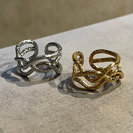 2505RG0619 / Craft wave line ring（Gold）