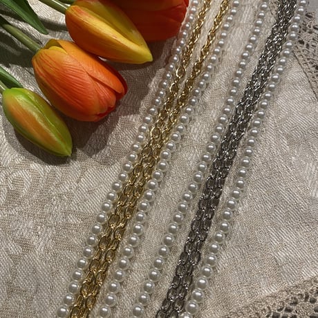 2211_GS0031（S） / Pearl&chain phone shoulder (Gold)