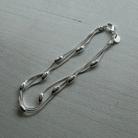 2604BR0127 / Beans layered chain Bracelet（Silver）