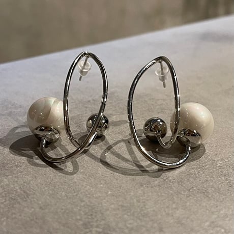 2411PR0734 / Unique curve pearl Pierce（Silver）