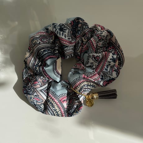 2311HA0037 / Pattern tassel charm hair rubber（Blue）