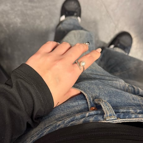2410RG0525 / Asymmetry pearl bar ring（Silver）