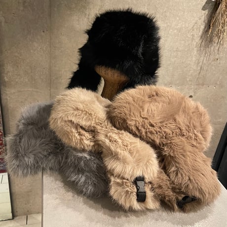 2510KC130104(S) / 2way volume flight fur cap（Black）
