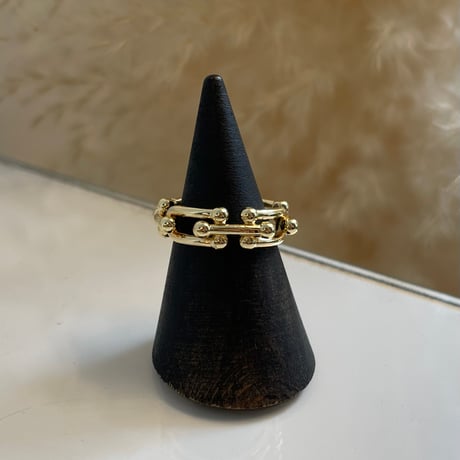 2408RG0510 / Splice Geometric Hollow Chain ring （Gold）